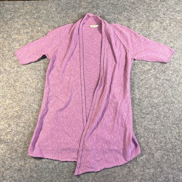 Eileen Fisher Cardigan Women’s XS Linen Cotton Open Front Short Sleeves Purple - Picture 6 of 8